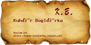 Kuhár Boglárka névjegykártya