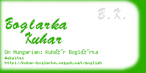boglarka kuhar business card